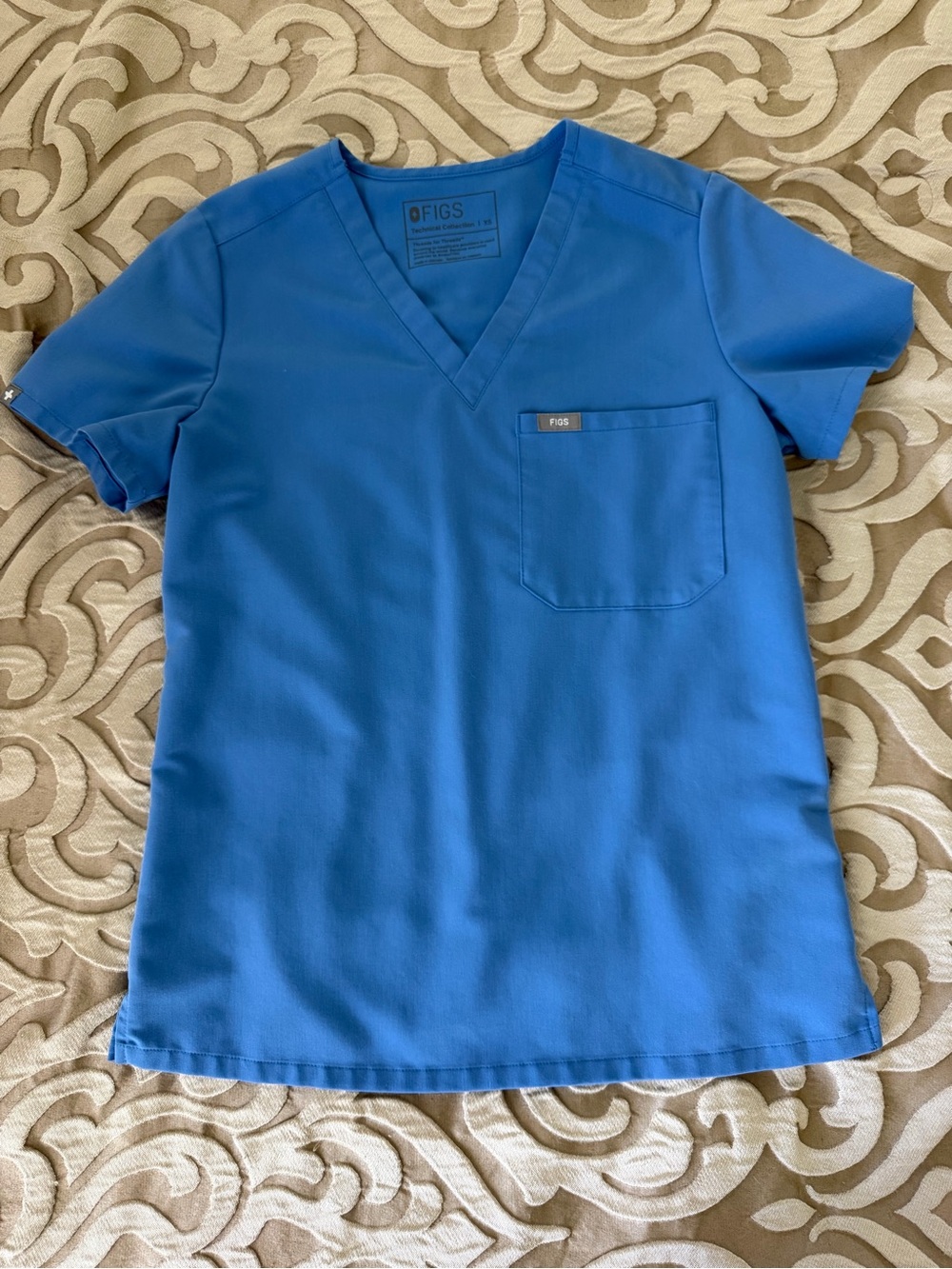 Figs V-Neck Scrub Top in Blue